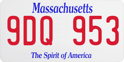 MA license plate 9DQ953