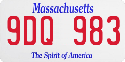 MA license plate 9DQ983