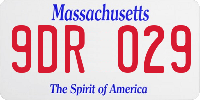 MA license plate 9DR029