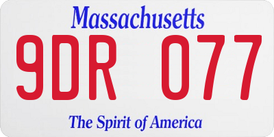 MA license plate 9DR077