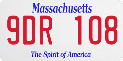 MA license plate 9DR108