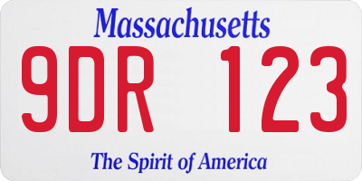 MA license plate 9DR123
