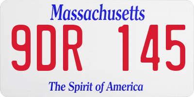 MA license plate 9DR145