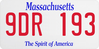 MA license plate 9DR193