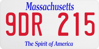 MA license plate 9DR215