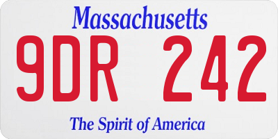 MA license plate 9DR242