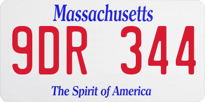 MA license plate 9DR344