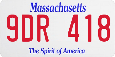 MA license plate 9DR418