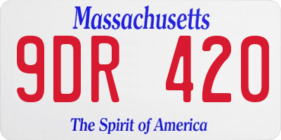 MA license plate 9DR420