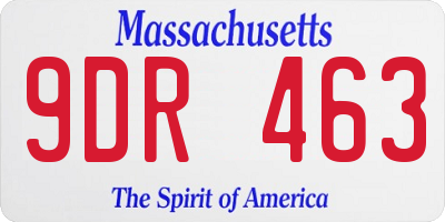 MA license plate 9DR463