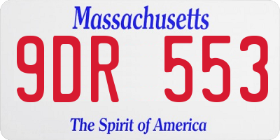 MA license plate 9DR553