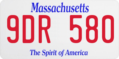 MA license plate 9DR580