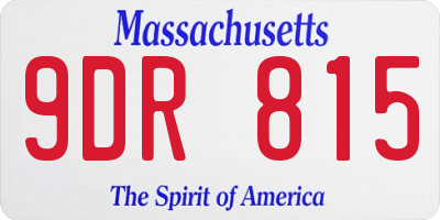 MA license plate 9DR815