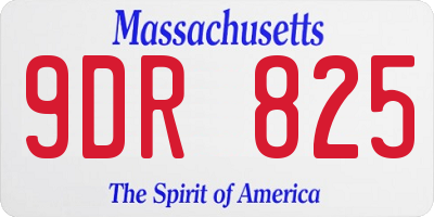 MA license plate 9DR825