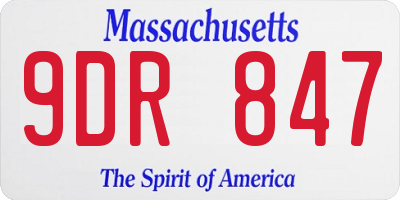 MA license plate 9DR847