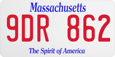 MA license plate 9DR862
