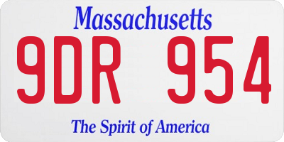 MA license plate 9DR954