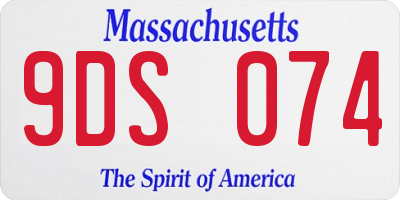 MA license plate 9DS074