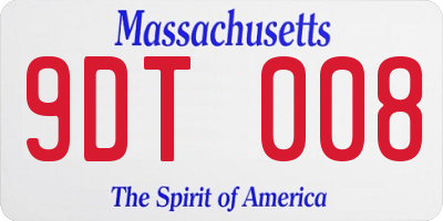 MA license plate 9DT008