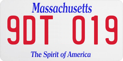 MA license plate 9DT019