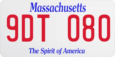 MA license plate 9DT080