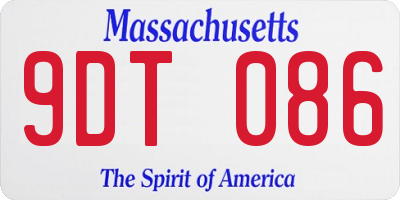 MA license plate 9DT086