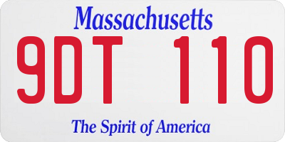 MA license plate 9DT110