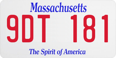 MA license plate 9DT181