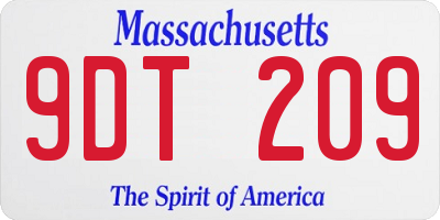 MA license plate 9DT209