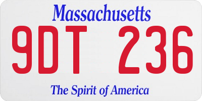 MA license plate 9DT236