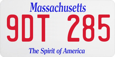 MA license plate 9DT285