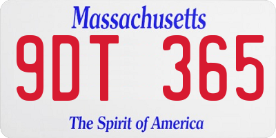 MA license plate 9DT365
