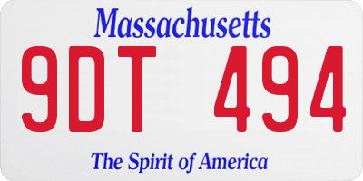 MA license plate 9DT494
