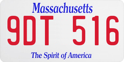 MA license plate 9DT516