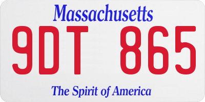 MA license plate 9DT865