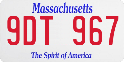 MA license plate 9DT967