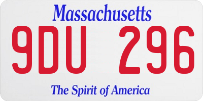 MA license plate 9DU296