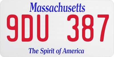 MA license plate 9DU387