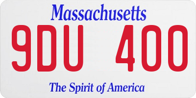 MA license plate 9DU400