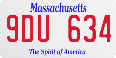 MA license plate 9DU634