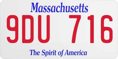 MA license plate 9DU716
