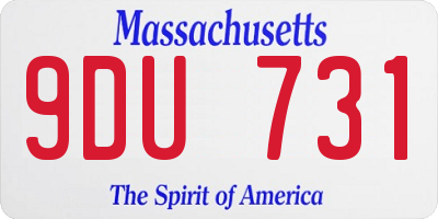 MA license plate 9DU731