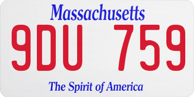 MA license plate 9DU759
