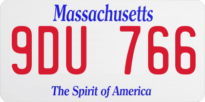 MA license plate 9DU766