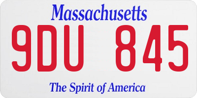MA license plate 9DU845
