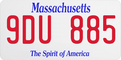 MA license plate 9DU885