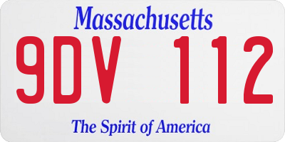 MA license plate 9DV112