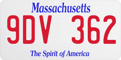 MA license plate 9DV362