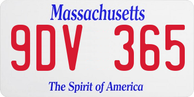 MA license plate 9DV365