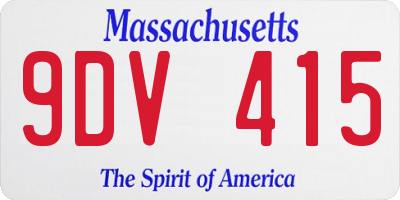 MA license plate 9DV415